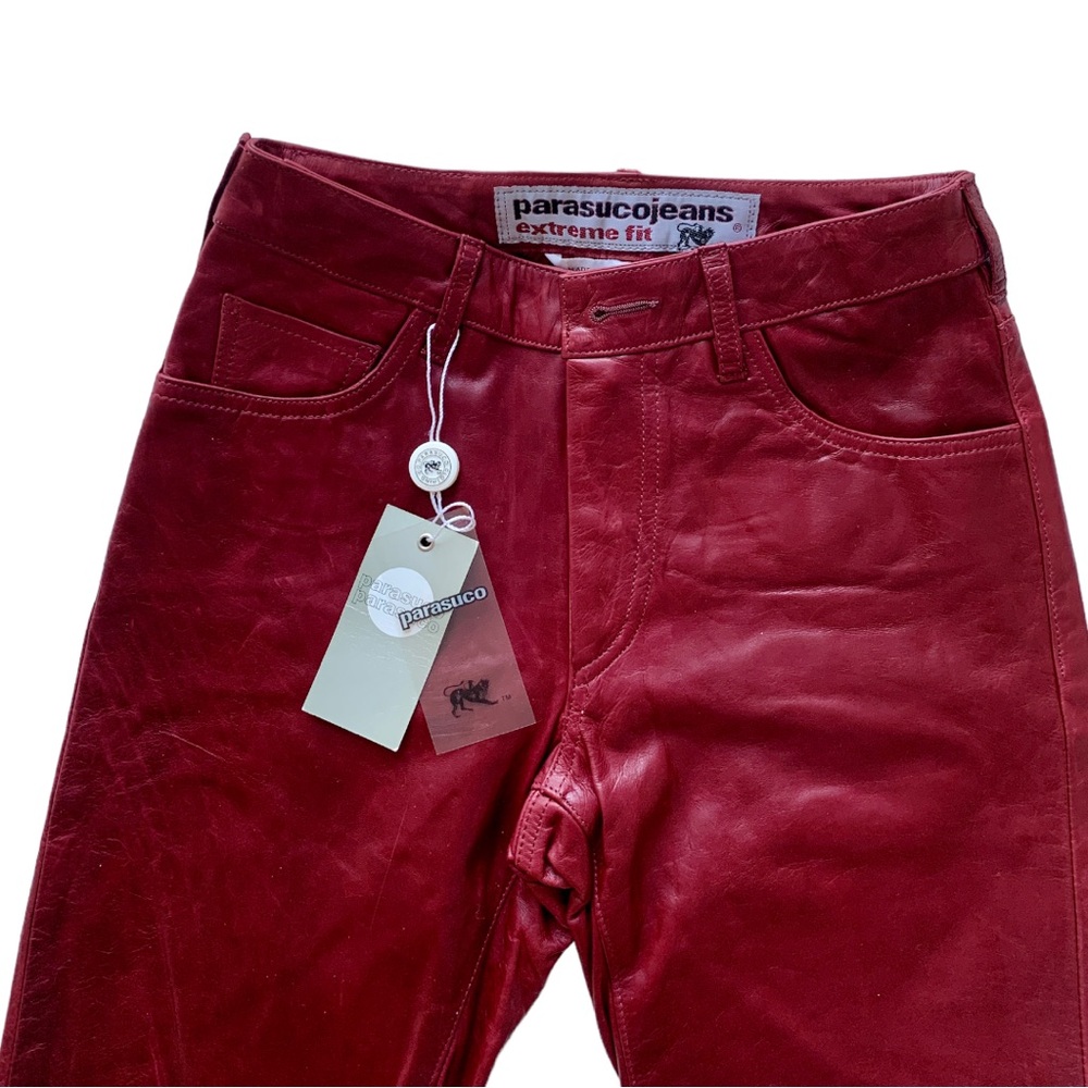 NWT Vintage Parasuco Leather Pants in Burgundy - Picture 7 of 10